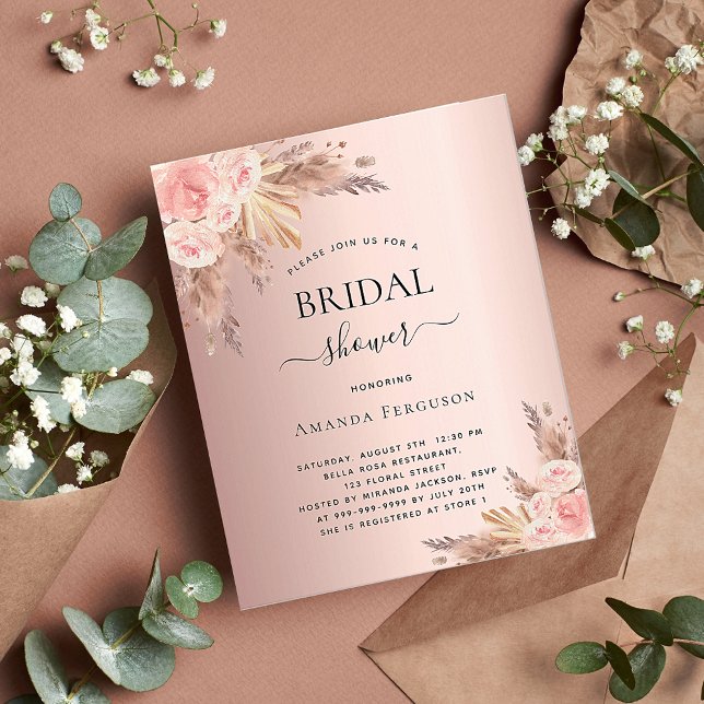 Budget Bridal shower boho pampas grass rose gold (Creator Uploaded)