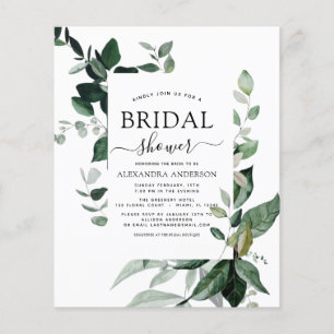 Budget Bridal Shower Botanical Greenery Invitation Flyer