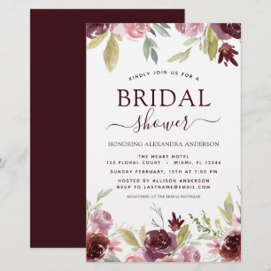Budget Bridal Shower Burgundy Spring Invitations