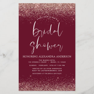 Budget Bridal Shower Glitter Blush Pink Burgundy
