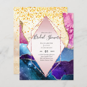 BUDGET BRIDAL SHOWER Glittery AGATE Sparkle Invite