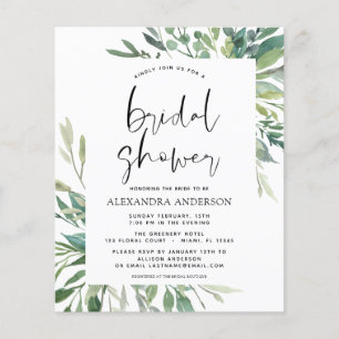 Budget Bridal Shower Greenery Botanical Invitation Flyer