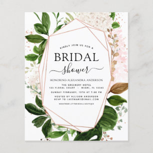 Budget Bridal Shower Greenery Rose Gold Invitation Flyer