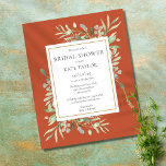 Budget Bridal Shower Greenery Terracotta Invite<br><div class="desc">Featuring delicate watercolor greenery leaves on a terracotta background,  this chic budget bridal shower invitation can be personalized with your special bridal shower information. Designed by Thisisnotme©</div>