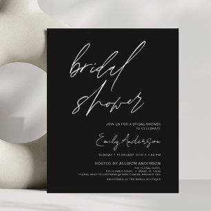 Budget Bridal Shower Handwritten Script Minimalist