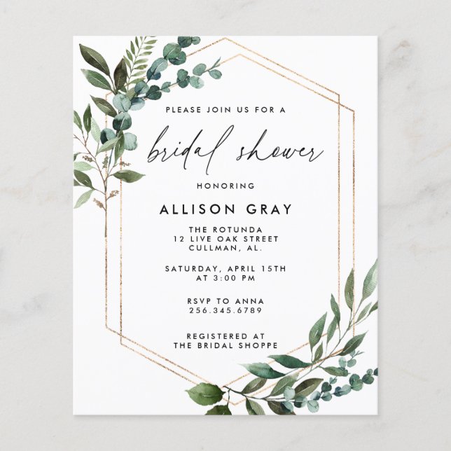 Budget Bridal Shower Invitation Flyer (Front)