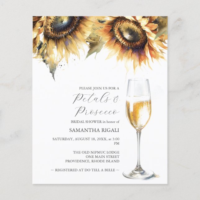 Budget Bridal Shower Invitation Sunflowers Flyer (Front)
