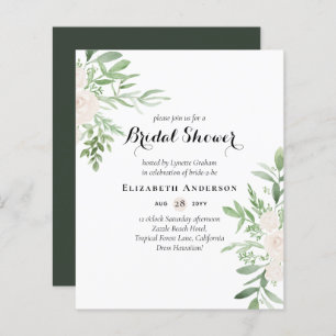 BUDGET Bridal Shower Invitations Floral Leaves
