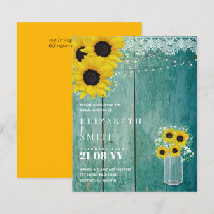 BUDGET Bridal Shower Invite Rustic Sunflowers