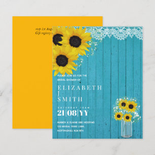 BUDGET Bridal Shower Invite Rustic Sunflowers