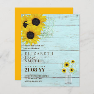 BUDGET Bridal Shower Invite Rustic Sunflowers