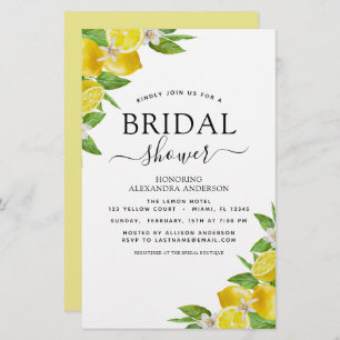 Budget Bridal Shower Lemon Citrus Invitations