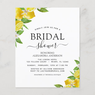 Budget Bridal Shower Lemon Citrus Invitations Flyer