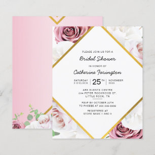Budget Bridal Shower Pink Floral Gold Frame