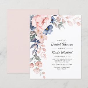 Budget Bridal Shower Pink Floral Modern Invitation