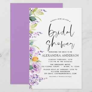 Budget Bridal Shower Purple Greenery Invitation