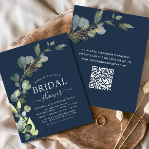 Budget Bridal Shower QR Code Eucalyptus Invitation