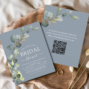 Budget Bridal Shower QR Code Eucalyptus Invitation