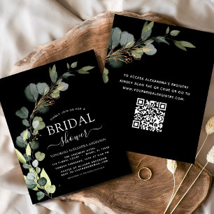 Budget Bridal Shower QR Code Eucalyptus Invitation Flyer