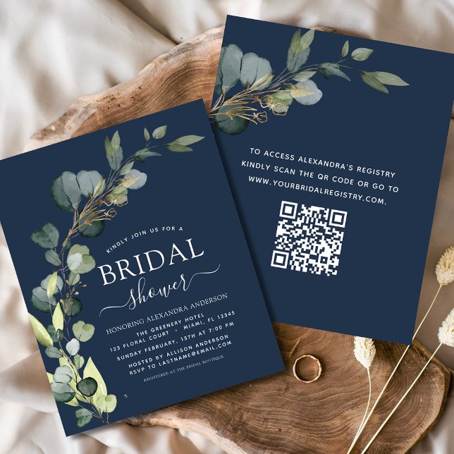 Budget Bridal Shower QR Code Eucalyptus Invitation Flyer (Creator Uploaded)