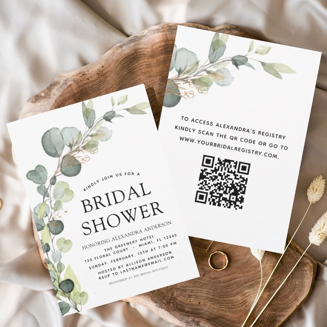 Budget Bridal Shower QR Code Greenery Eucalyptus (Creator Uploaded)