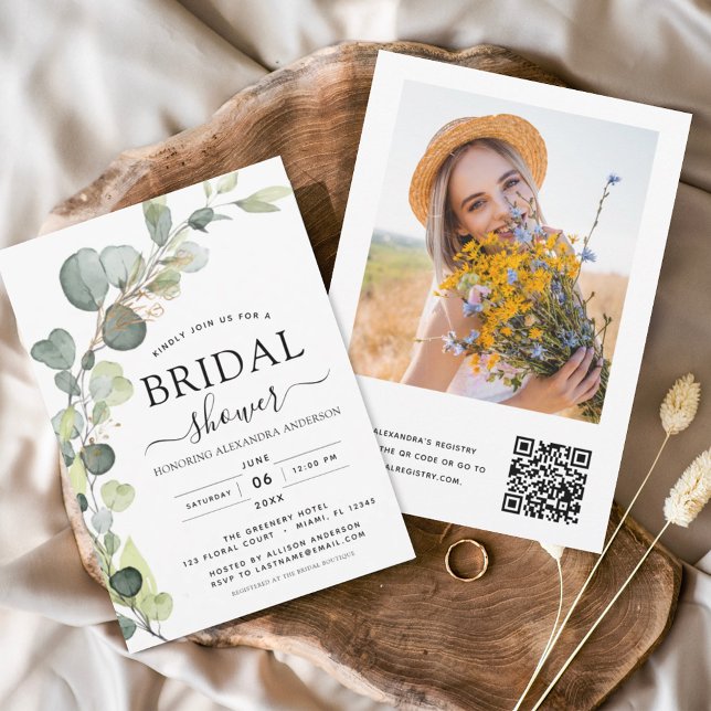 Budget Bridal Shower QR Code Photo Eucalyptus  (Creator Uploaded)