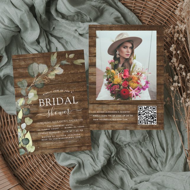 Budget Bridal Shower QR Code Rustic Invitation Flyer (Creator Uploaded)