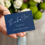 Budget bridal shower script navy blue thank you card<br><div class="desc">Simple trendy modern dark navy blue bridal shower thank you note card featuring a chic handwriting calligraphy script with a small heart. Personalize it with your text and name! Please note that the background colour can be changed to match your wedding colour scheme. If comfortable doing it, you can change...</div>