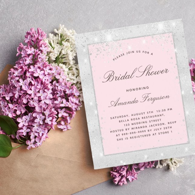 Budget Bridal shower silver blush pink glitter (Creator Uploaded)