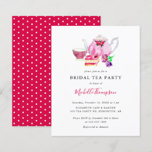 Budget Bridal Shower Tea Party Pink Teapot Script