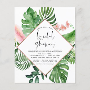 Budget Bridal Shower Tropical Palm Watercolor Flye Flyer