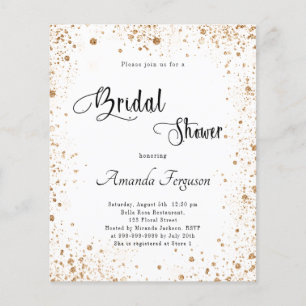 Budget Bridal Shower white gold glitter invitation
