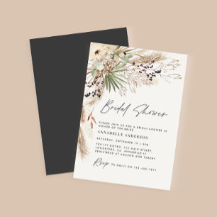 budget Bride douche pampas herbe invitation noire