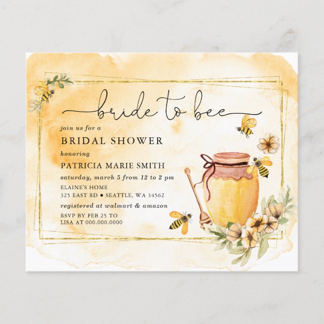 Budget Bride To Bee Honeybee Floral Bridal Shower (Front)