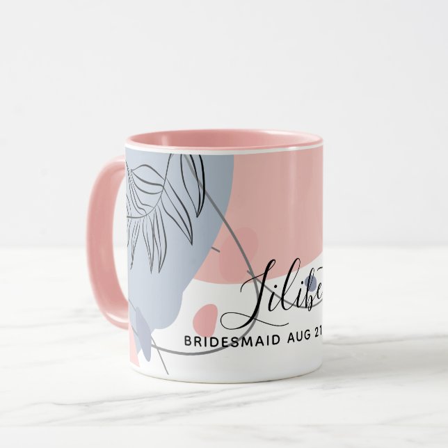 BUDGET Bridesmaid Bridal Party Gifts Pink Blue Mug (Front Left)