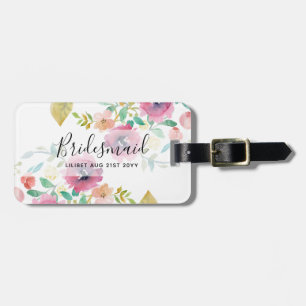 BUDGET Bridesmaid Bridal Party Gifts Pink Floral Luggage Tag