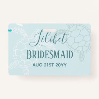BUDGET Bridesmaid Bridal Party Gifts SEA TURTLES Badge