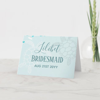 BUDGET Bridesmaid Bridal Party Gifts SEA TURTLES Card