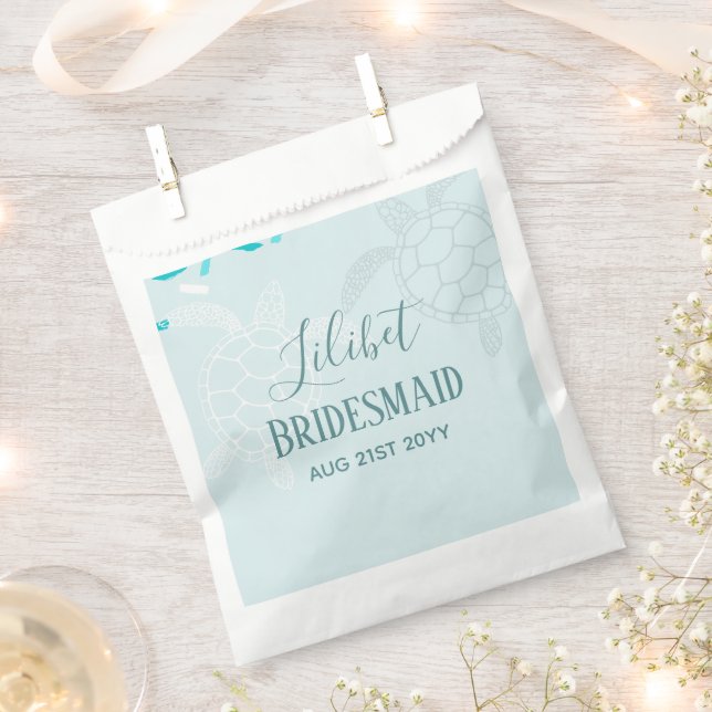 BUDGET Bridesmaid Bridal Party Gifts SEA TURTLES Favour Bag (Clipped)
