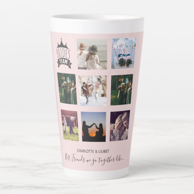 BUDGET Bridesmaid Gifts PHOTO COLLAGE Quotes BFF Latte Mug (Front)