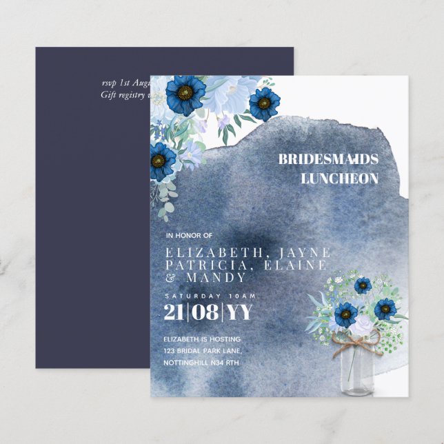 BUDGET Bridesmaids Luncheon Brunch Lunch Floral (Front/Back)