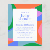 Budget Bright Colourful Abstract Baby Shower Invit