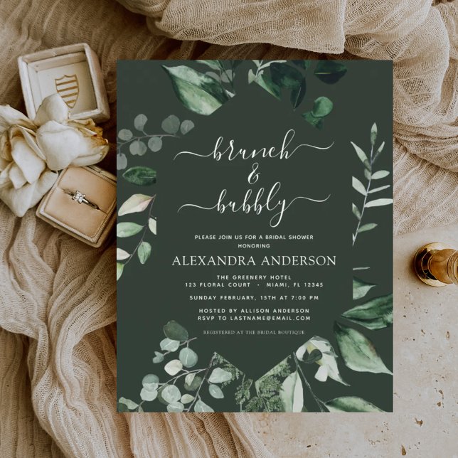 Budget Brunch & Bubbly Bridal Shower Emerald Green (Creator Uploaded)