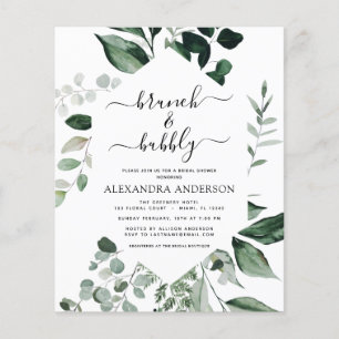 Budget Brunch & Bubbly Bridal Shower Greenery Flyer