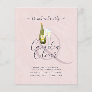 BUDGET Brunch Bubbly Couples Bridal Shower Wedding Flyer
