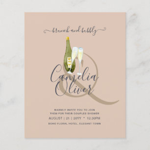 BUDGET Brunch Bubbly Couples Bridal Shower Wedding Flyer