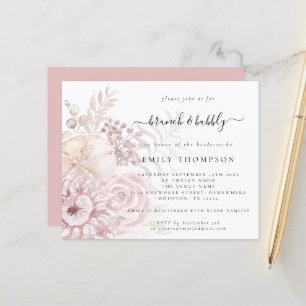 Budget Brunch Bubbly Floral Bridal Shower Invite