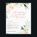 budget Brunch & bubbly green peach watercolor Flyer<br><div class="desc">budget Brunch & bubbly green and peach watercolor floral wedding bridal shower invitation. Part of a collection.</div>