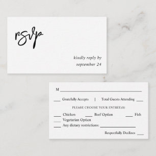 Budget Budget Black & White Calligraphy 10 Meal Enclosure Card