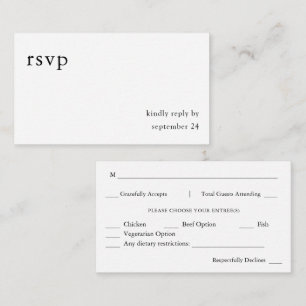 Budget Budget Black & White Calligraphy 9 Meal Enclosure Card